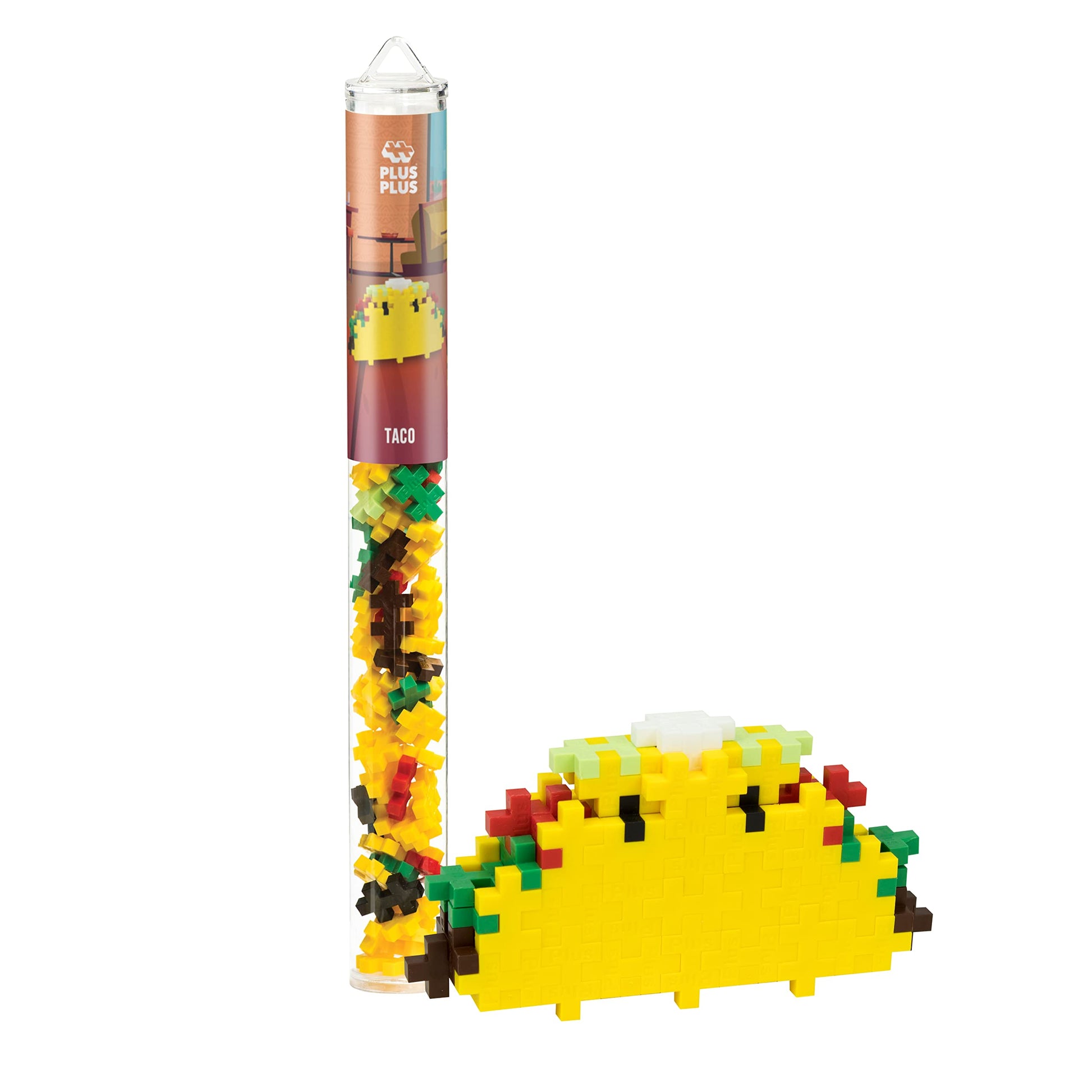 PLUS PLUS 3D Food Building Block Set  Fun Stem Toys for Kids  70 Interlocking Pieces - Taco Mini Maker Tube Kit-Used