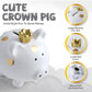 Sobeit Crown Small Porcelain Piggy Bank, Easy Access Money Saving Bank For Kids, White/4.64'L X 5.51'W X 5.19'H