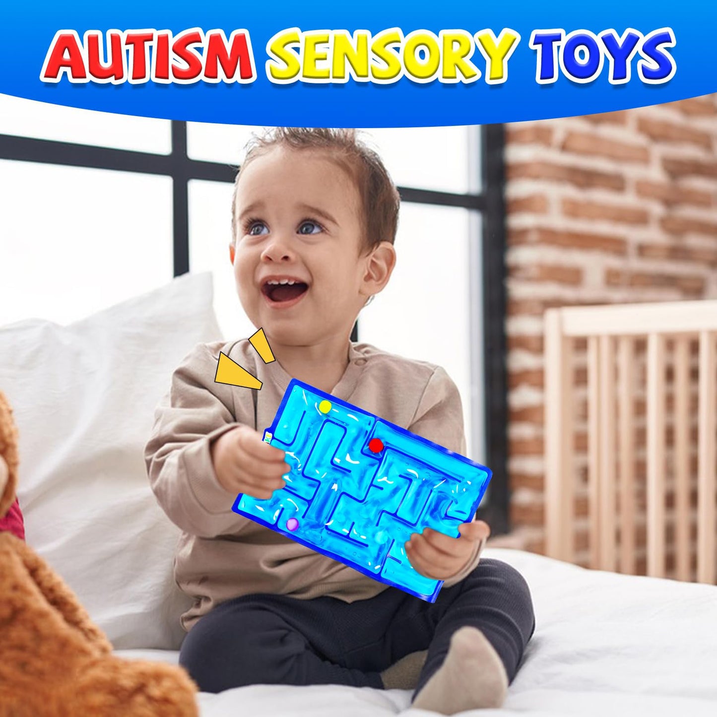 Sensory Maze Fidget, Sensory Toys Fidget Marble Maze Gel Filled Squishy Toys For Kids And Adults With Autism Stress Anxiety Reli