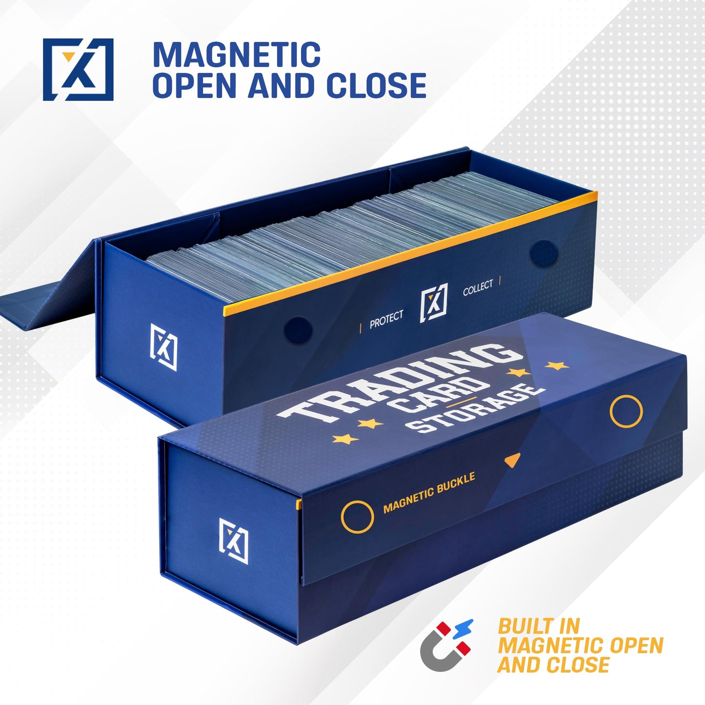 Homexpro Quickfold Trading Card Storage Box [3 Pack] Magnetic Lid | Toploader Storage Box Fits 800 Cards, 200 Toploaders, Or 50