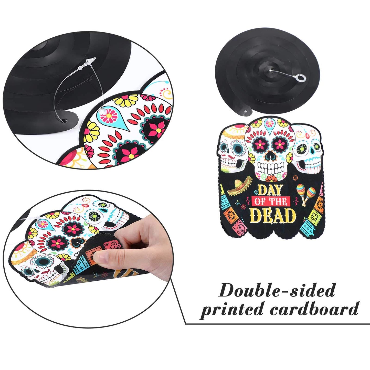 30 pcs Day of The Dead Foil Swirls Decorations Halloween Sugar Skull Flowers Ceiling Hanging Swirls Dia de Los Muertos Party Fav