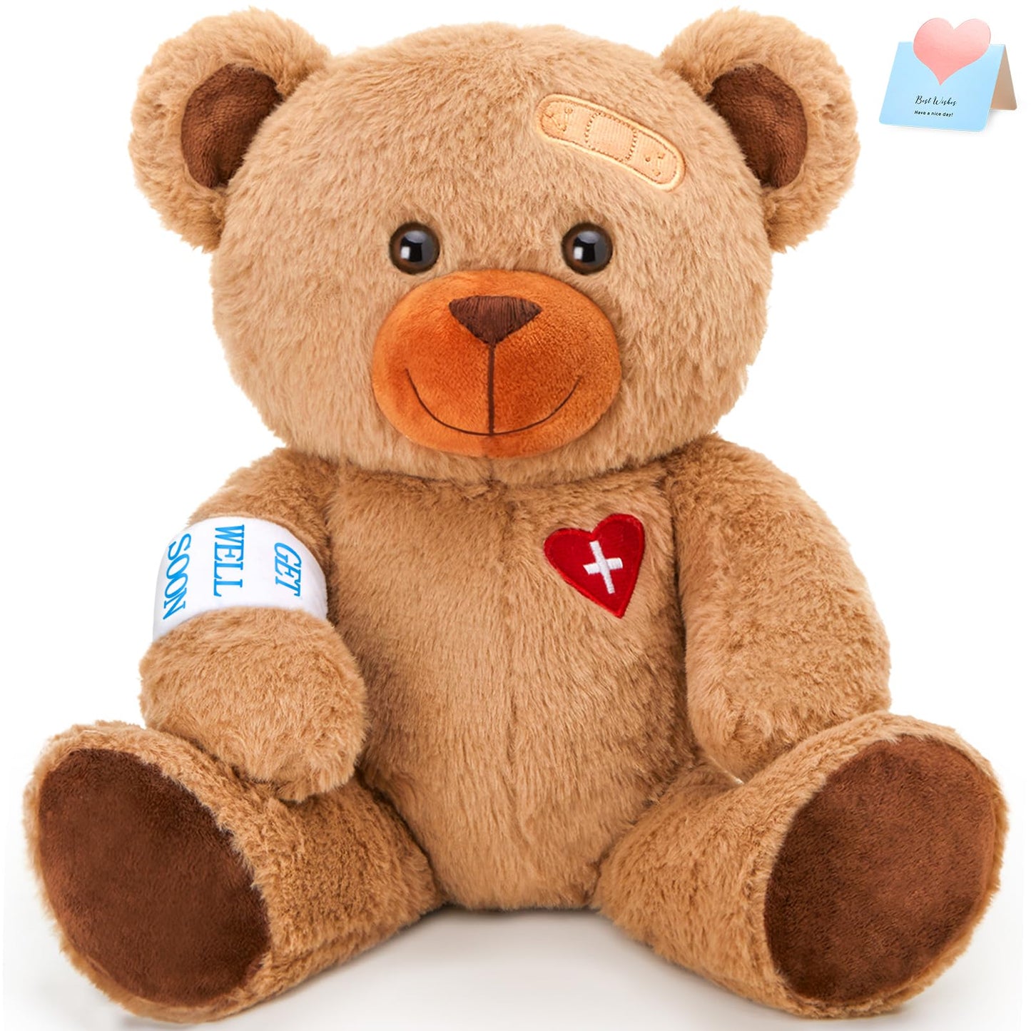 Houwsbaby 12 Get Well Soon Teddy Bear Stuffed Animal Get Well Soon Bear Stuffed for Kids mature-themed After Surgery Presents for Infant Broken Arm Teddy Bear Feel Better Bear