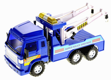 PowerTRC Police Tow Truck Toy for Boys Ages 3-5 | 13 inch Push & Go Realistic Friction Powered Wrecker with Working Winch Adjust