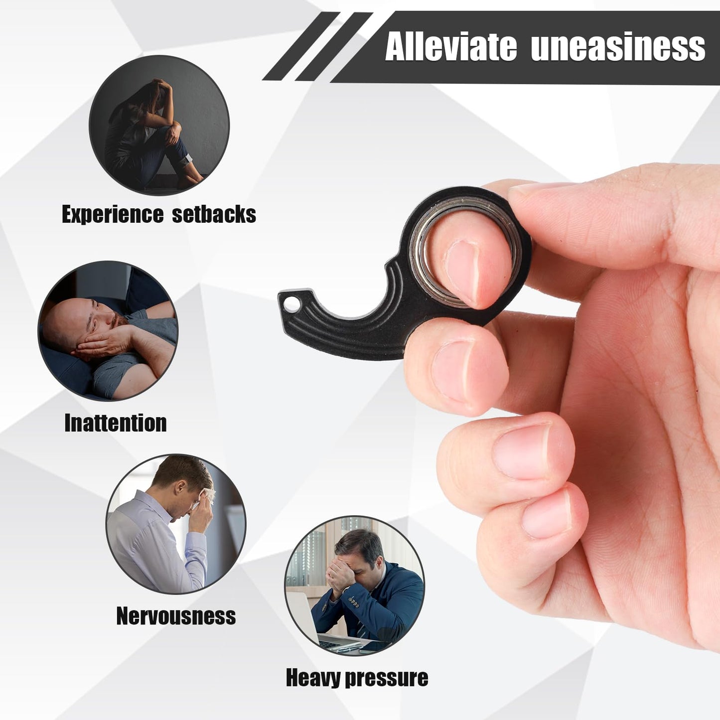 2Pcs Key Chain Spinner Fidget Toy, Portable Finger Spinning Keychain With 2Pcs Key Ring Funny Key Holder Toys For Adults Teens F