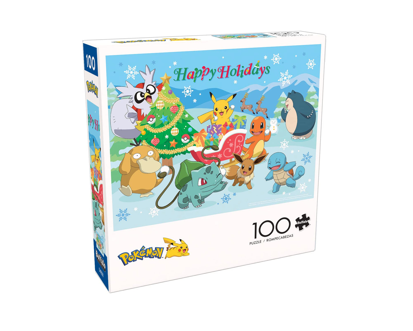 Buffalo Games Pokemon Happy Holidays 100 Piece Jigsaw Puzzle - Large Multicolor Wood - Model 4834 for Family Game Nights