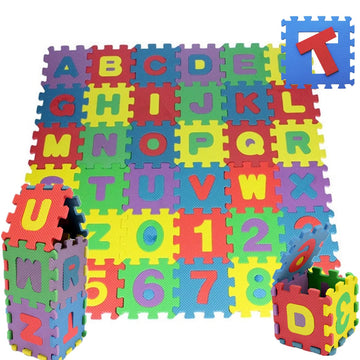 Kids Puzzle Foam Play Mat Interlocking Eva Floor Tiles With Alphabet And Numbers (Medium Size 5.5''  5.5'' Alphabet 36Pcs)