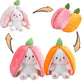 Miaodam Cuddly Bunny Stuffed Animal, Kawaii Squishy Cute Easter Bunny Plush Turn Into Rabbit Fruit Doll Carrot Strawberry Pillow, Plushies Funny Bunny Toy For Baby