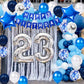 23Rd Birthday Party Decoration Blue For Him, Happy Birthday Banner Blue Number 23 Birthday Star Foil Balloons Latex Confetti Bal