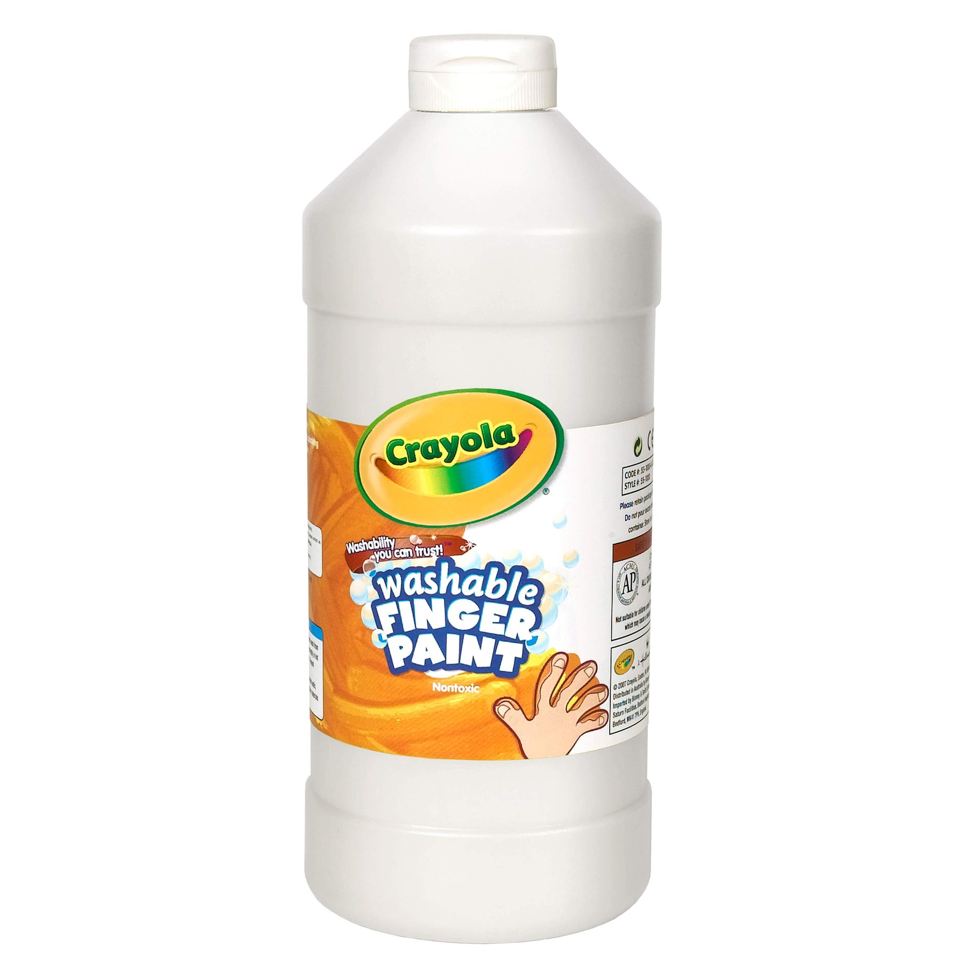 Crayola Fingerpaint, White, 32 Ounces, Washable Kids Paint, Ages 3+, White Washable Fingerpaint, Quart