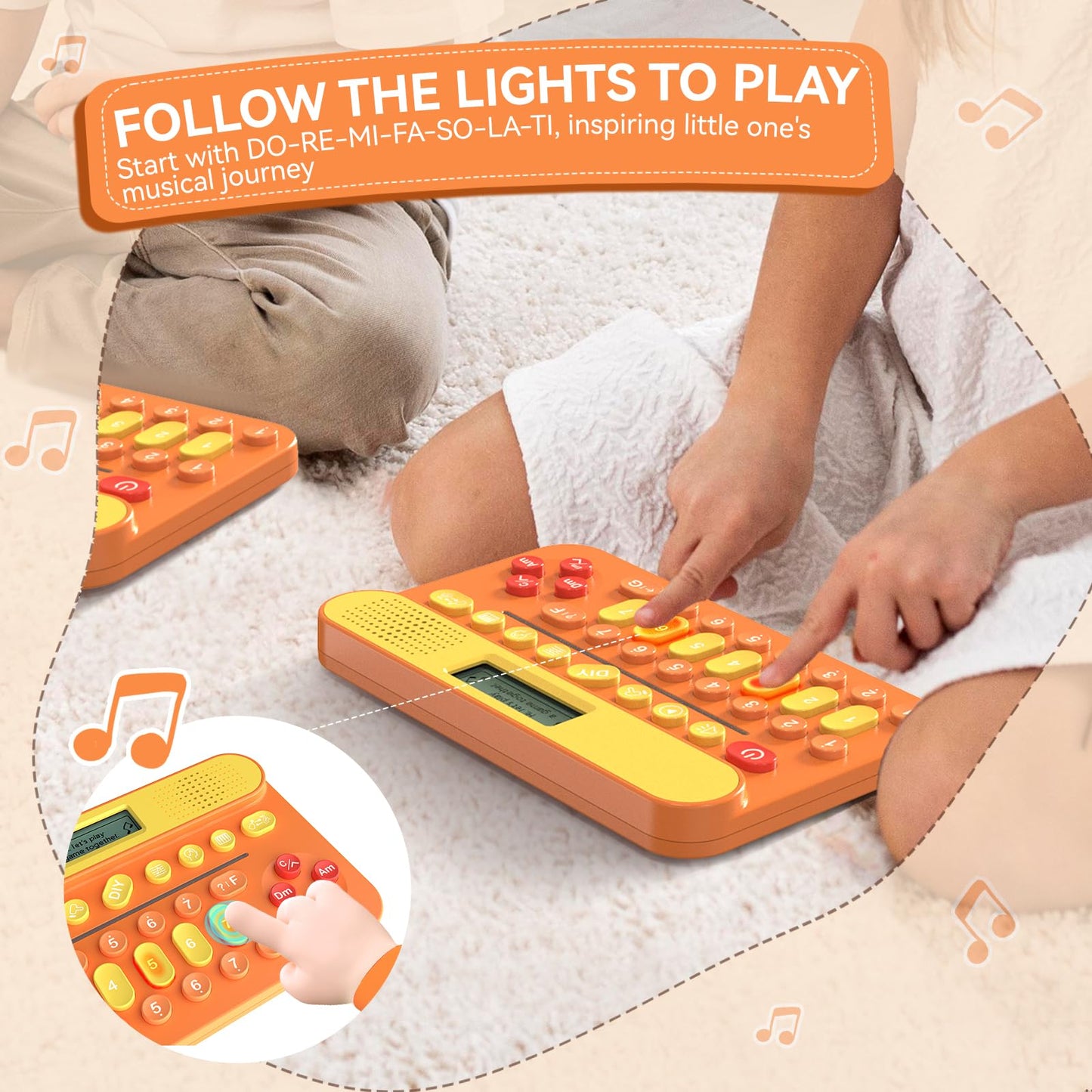 Homestec Mini Music Learning Keyboard, 23 Keys, 4 Chords, 8 Instruments Sounds, Multifunction Music Educational Instrument Toy F