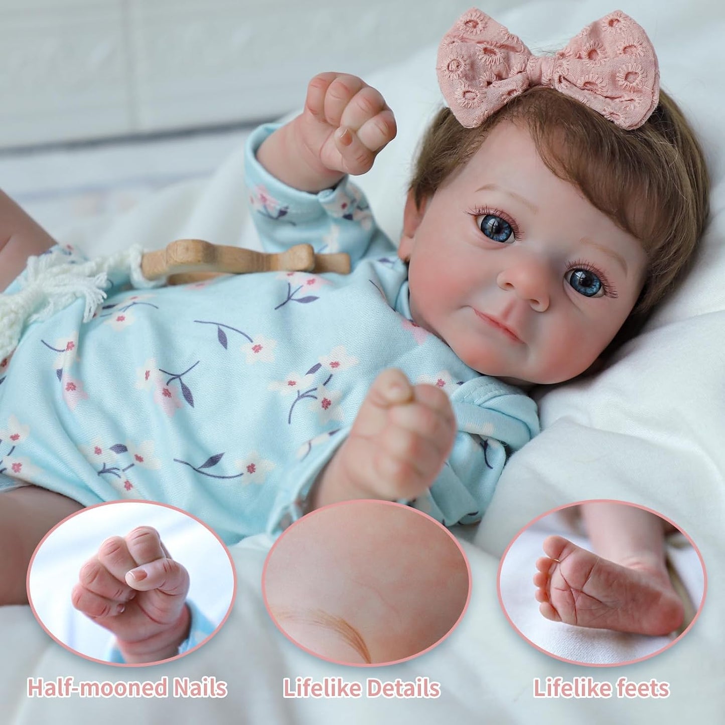 Lifelike Reborn Baby Dolls Girl - Felicia, 17-Inch Realistic-Newborn Baby Dolls With Weighted Soft Cloth Body, Real Life Cute Re