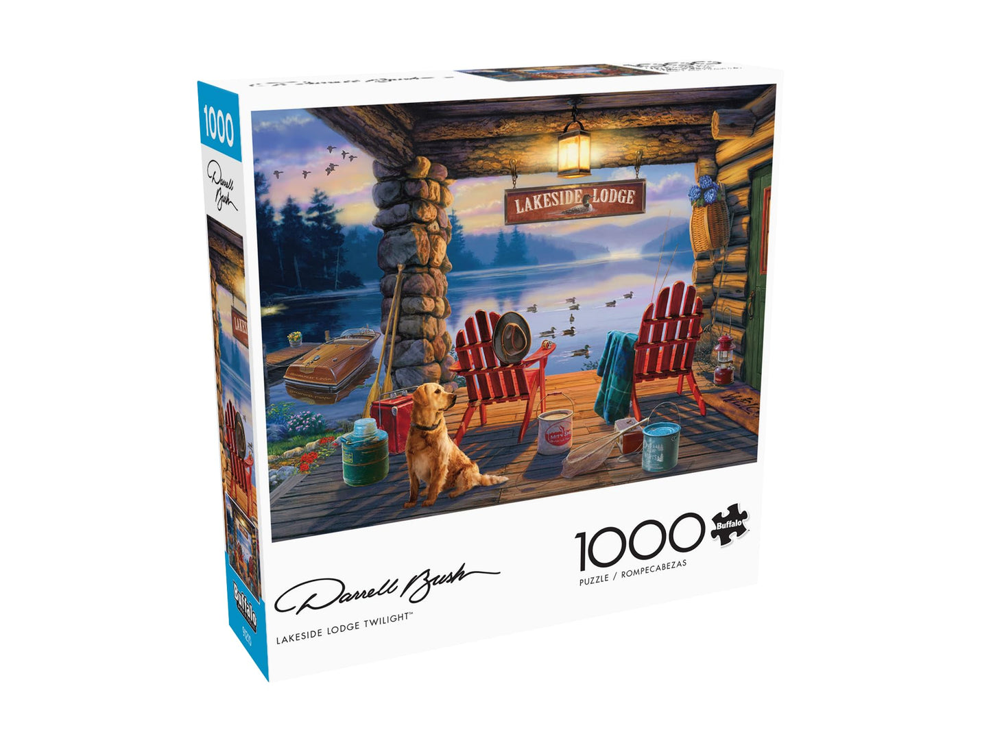 Buffalo Games - Darrell Bush - Lakeside Lodge Twilight - 1000 Piece Jigsaw Puzzle For Adults Challenging Puzzle Perfect For Game Nights - Finished Puzzle Size Is 26.75 X 19.75