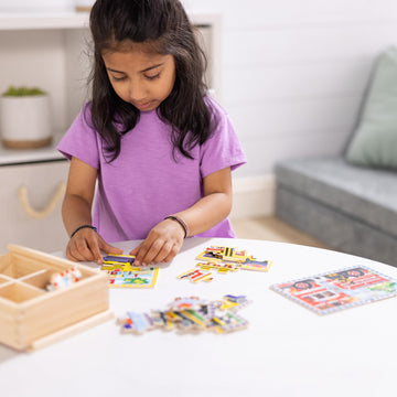 Melissa & Doug Vehicles 4-In-1 Wooden Jigsaw Puzzles In A Storage Box (48 Pcs) - Fsc Certified