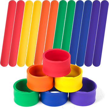 LovesTown 12PCS Slap Bracelets Bulk, Colorful Snap Bracelets Silicone Slap Bracelets for DIY Goodie Bag Fillers School Classroom