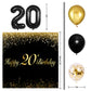 Happy 20Th Birthday Balloons Black Set Decor - Cheers To 20 Years Old Party Theme Garland Banner Backdrop Decorations For Women