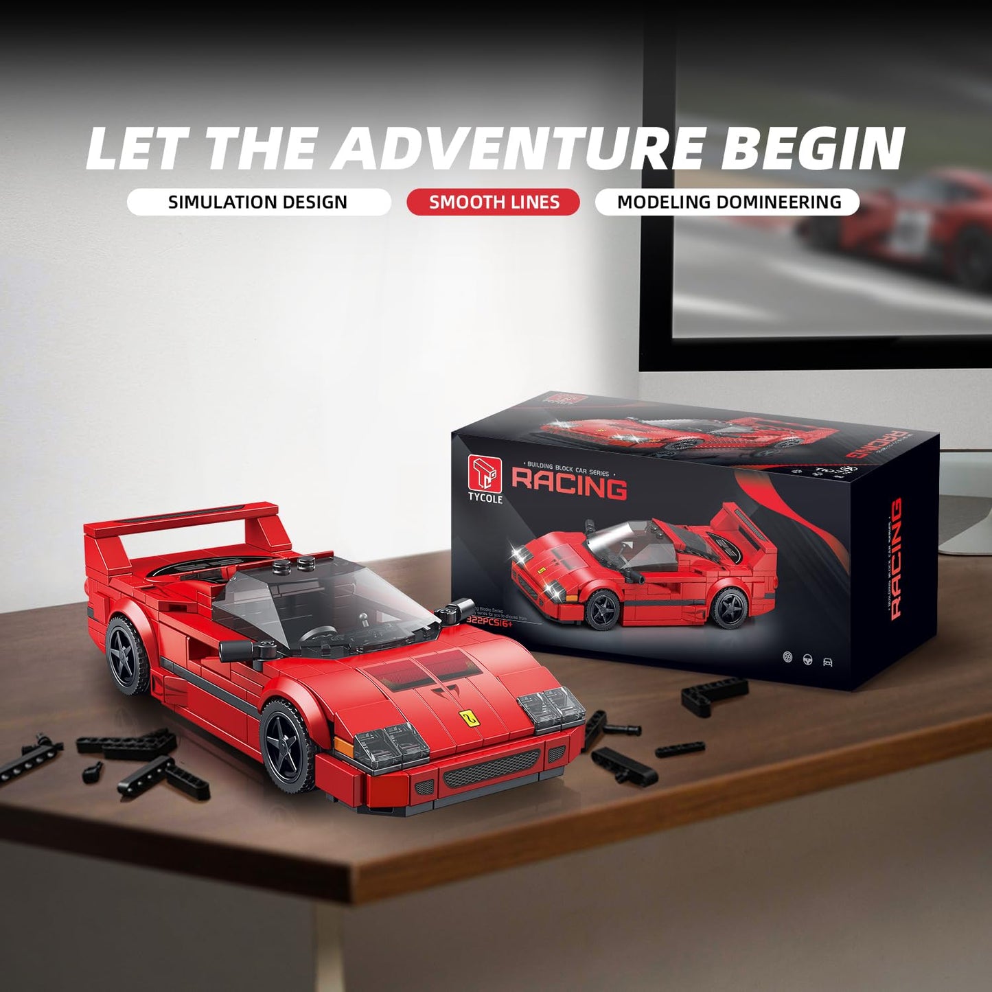 Vgd Car Building Kit With Display Case, Cool Collectible Model Super Race Car Building Blocks Set, 1:24 Scale Collectible Model