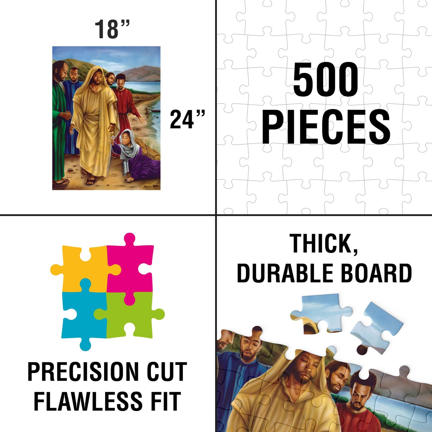 African American Expressions 500-Piece Hem of His Garment Puzzle, Beige Cardboard, Inspiring Christian Artwork for Adults