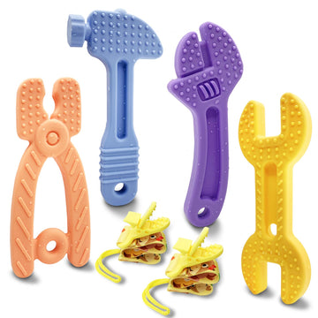 SJDSND Baby Teething Toys - Silicone Hammer Wrench Shape for 0-12 Months, Safe Chew Toys for Boys & Girls