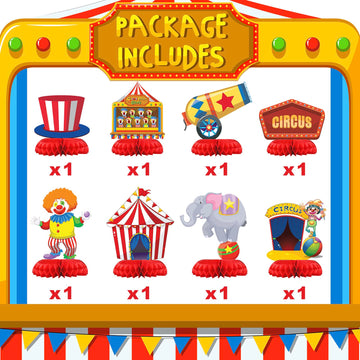 Hapibidesign Carnival Circus Party Decorations - Honeycomb Centerpieces For Circus Birthday Decor - Carnival Circus Table Decora