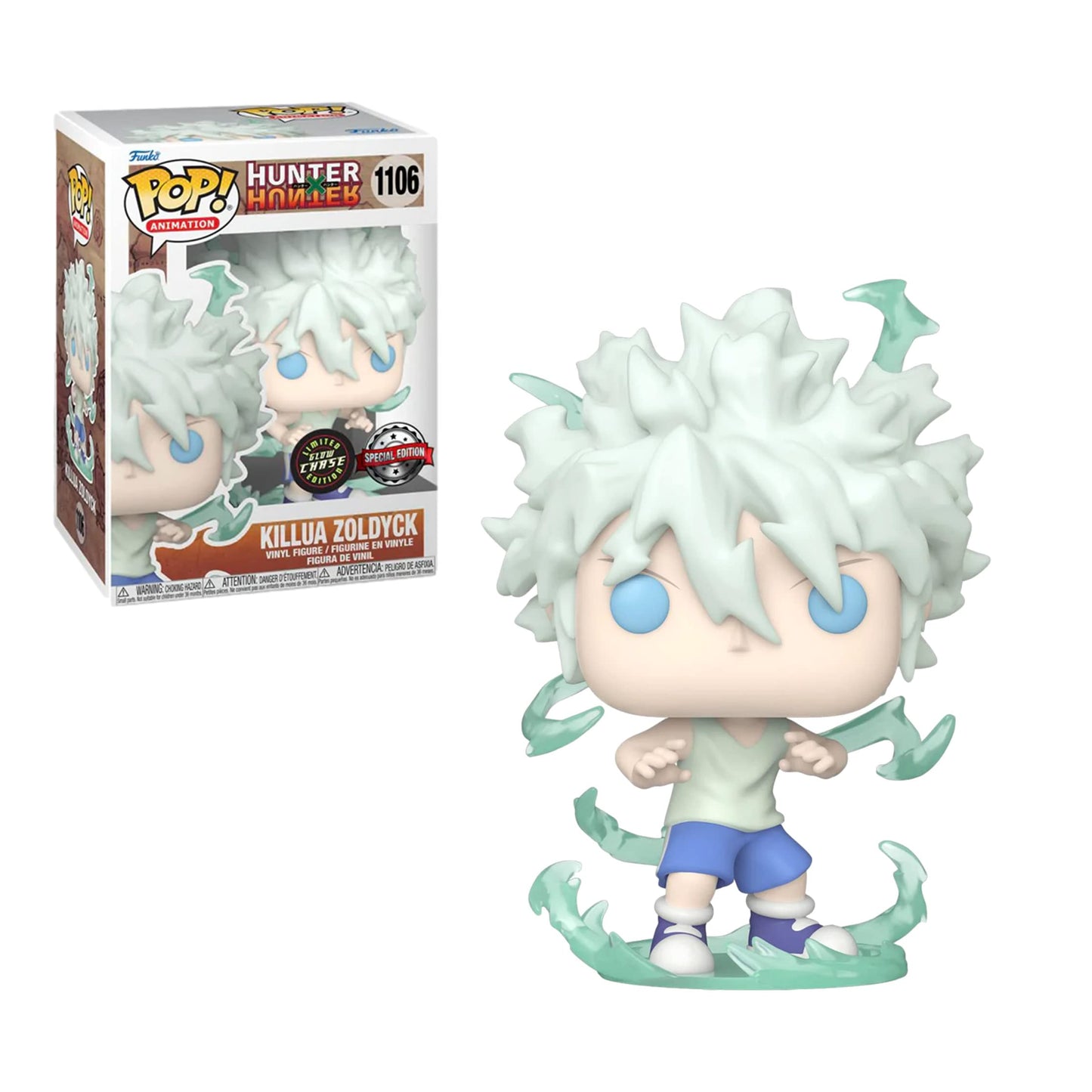 Funko Pop Hunter x Hunter Killua Zoldyck 'Godspeed' GITD Chase Figure - Light Blue, AAA Anime Exclusive