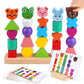 Vinlon Animal Baby Toys For Boys Girls 2 3 4 Years Old - Cute Rabbit Bear Tiger Pig Frog- Wooden Bead Sequencing Set-Stacking Sh