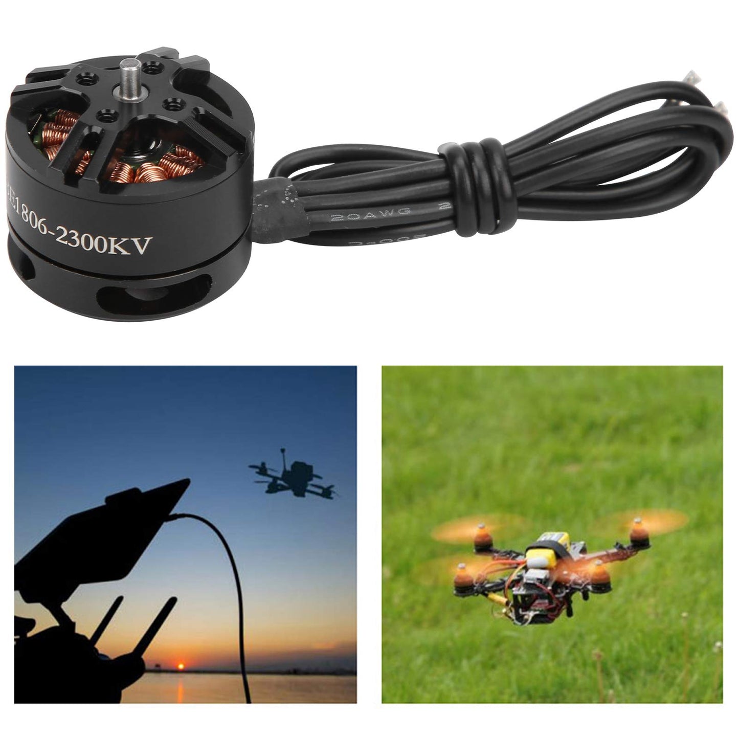 VGEBY Brushless Motor,BE1806 2300KV Brushless Motor Replacement with Adapter Fit for RC Quadcopter/Multicopters RC car Motor Mod