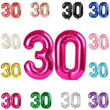 30 Balloon Number, Hot Pink Number 30Th Birthday Balloons 40 Inch, 30 Years Old Hot Pink Birthday Decorations For Men Women, 30T