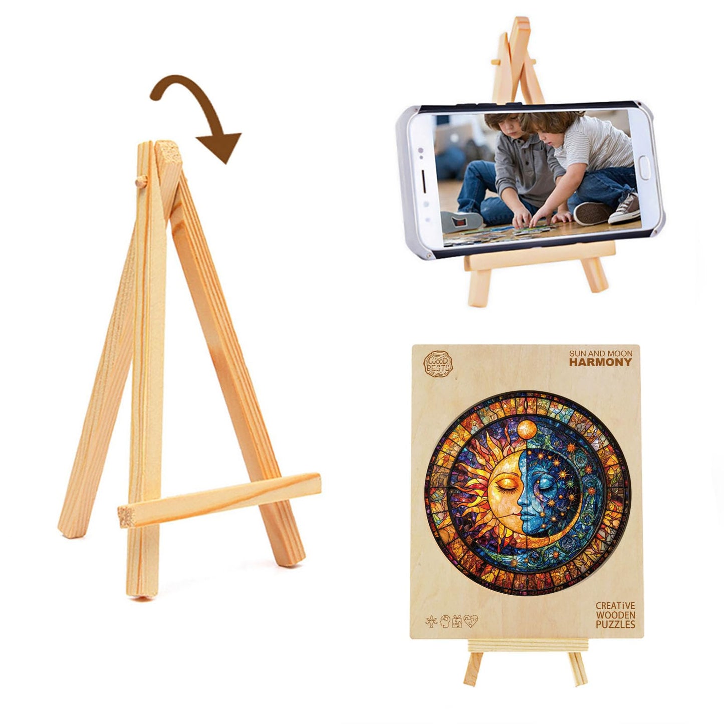 Jigfoxy Wooden Puzzle for mature-themeds  Sun and Moon Jigsaw Puzzles for mature-themed  Unique Animal Shape Wood Cut Puzzles  Christmas Thanksgiving Gifts for Friends Family (L-13.4 * 13.4in-275pcs)