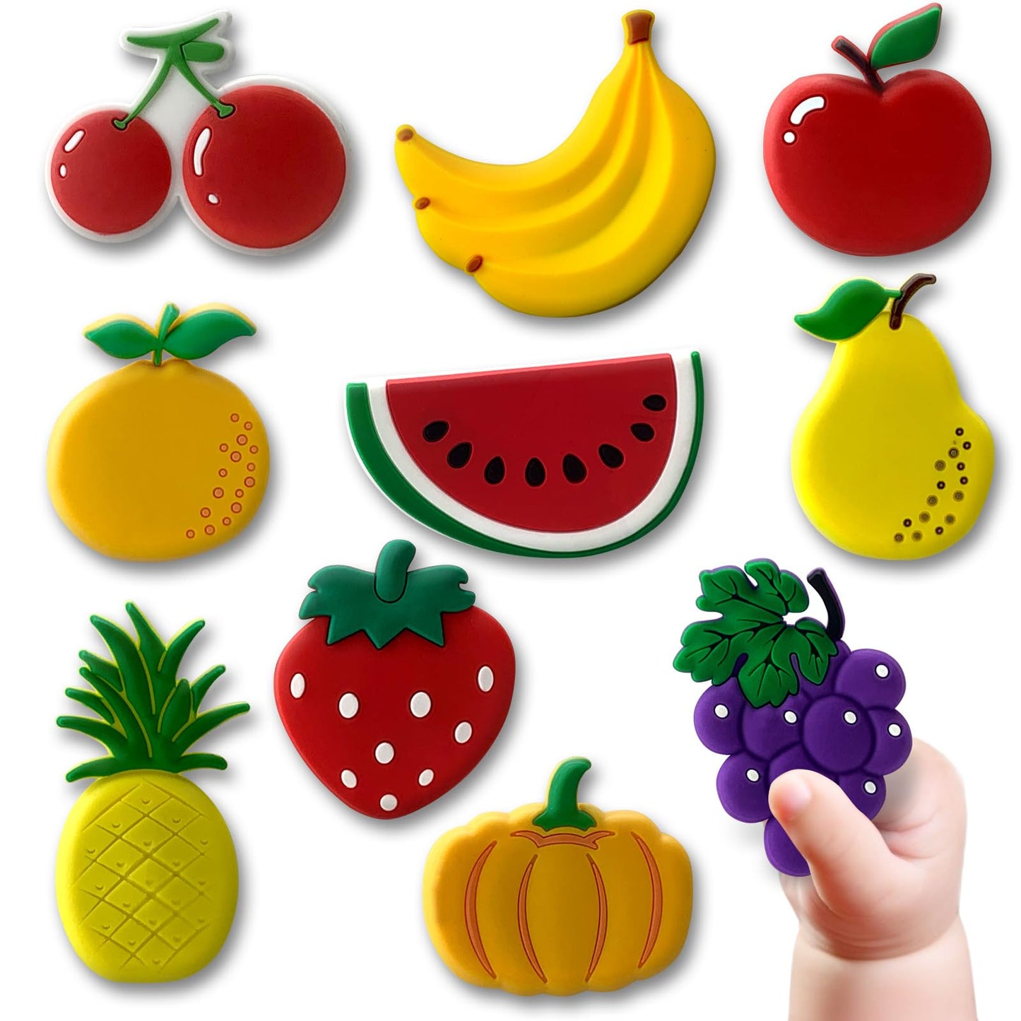 10 Pcs Fridge Magnets For Kids - Fridge Magnets For Toddlers 1-3 - Kids Magnets Educational Toys - Learning Fruits Magnets For Babies,Fruits Cartoon Magnet (Fruits)