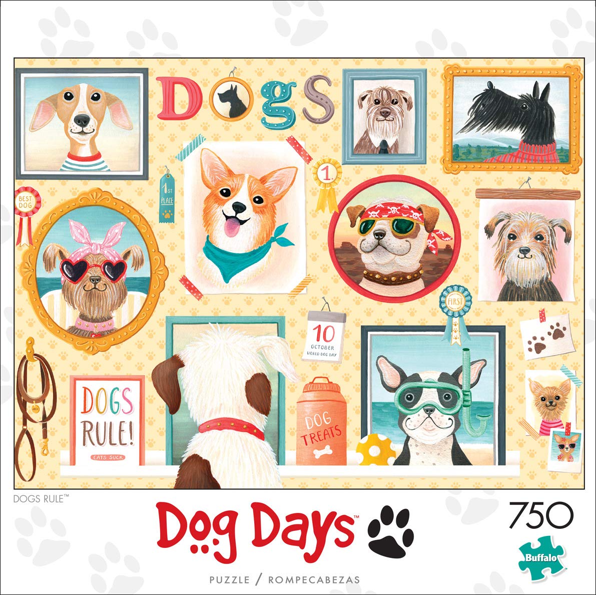 Buffalo Games - Dogs Rule - 750 Piece Jigsaw Puzzle for mature-themeds Challenging Puzzle Perfect for Game Nights - 750 Piece Finished Size is 24.00 x 18.00