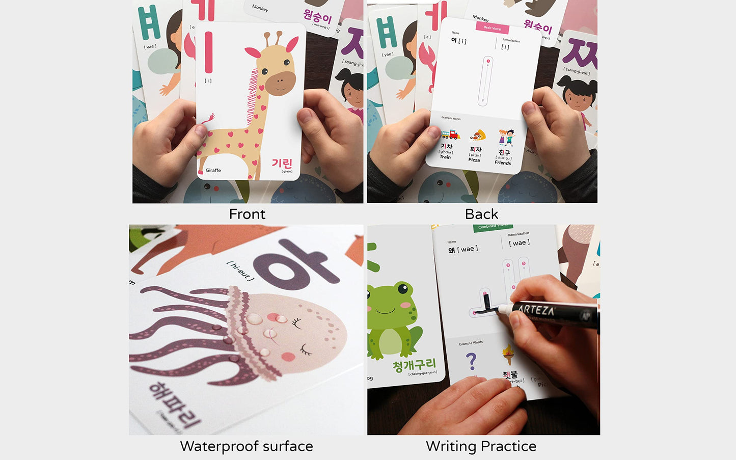 Stellarsol 40 Korean Flash Cards - 4x6 Dry Erase Hangul Flashcards (Gift Box)