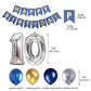 10Th Birthday Party Decoration For Boys, Birthday Banner Number 10 Birthday Balloons Metallic Silver Blue Gold Latex Balloon For