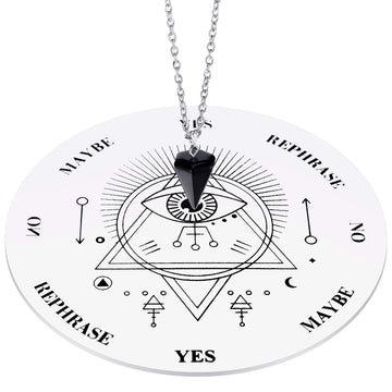 Jetec Wooden Pendulum Board Dowsing Divination Pendulum Witchcraft Altar Supplies With Crystal Necklace And Metaphysical Message Board Kit, 3.9 Inch(White)