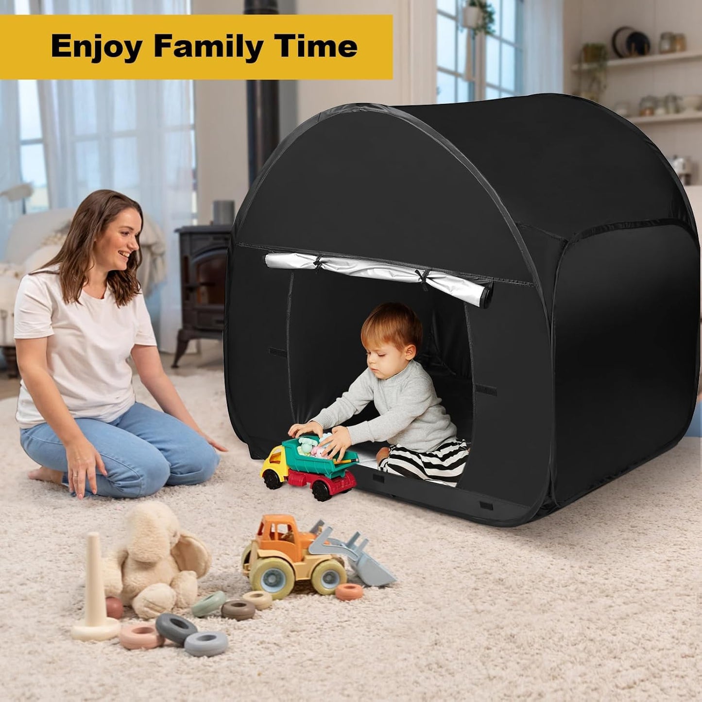 Sensory Tent For Kids With Autism,90 * 90 * 90Cm Blackout Sensory Room Pop-Up Play Tent,Calm Corner For Children To Play And Rel