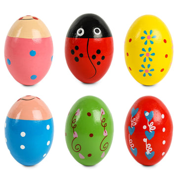 Sallyfashion 6 Pcs Wooden Percussion Musical Egg Maracas Egg Shakers For Party Favors Classroom Prize Supplies Musical Instrument