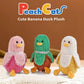 PEACH CAT Banana Duck Plush Set - 19.7 Mommy Duck with 3 Cute Babies, 4-Piece Stuffed Animal Toy Gift for Kids, Family Fun