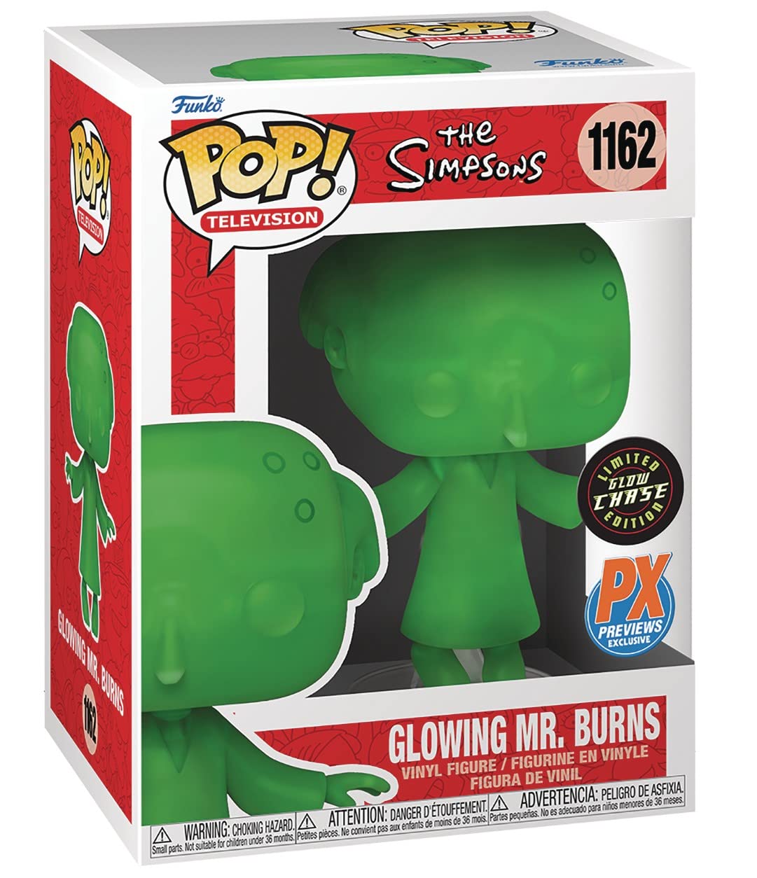 Pop The Simpsons: Glowing Mr. Burns (Px Previews Exclusive) Green Chase Funko Vinyl Figure (Bundled With Compatible Box Protecto