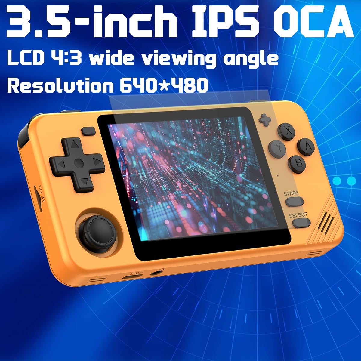 Rgb10X Handheld Game Console 3.5-In 640*480 Ips Oca Screen 2800Mah 64Bit System Yellow