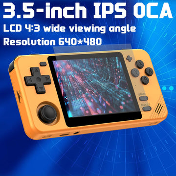 Rgb10X Handheld Game Console 3.5-In 640*480 Ips Oca Screen 2800Mah 64Bit System Yellow