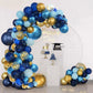 Infloral Birthday Party Blue Balloon Arch Kit Navy Metallic Pastel Blue And Gold Balloon Garland Kit For Father'S Day Baby Shower Wedding Graduation Party Decorations