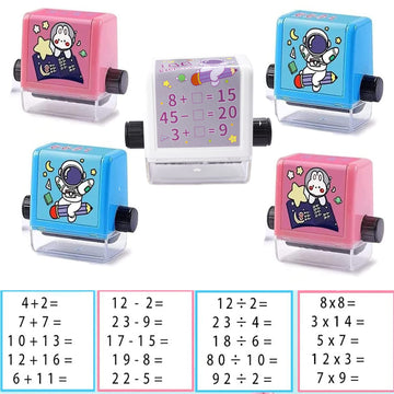 5PC Roller Digital Teaching Stamp,Addition, Subtraction, Multiplication Division and Fill in The Blank Roller Stamp, Teaching Ma