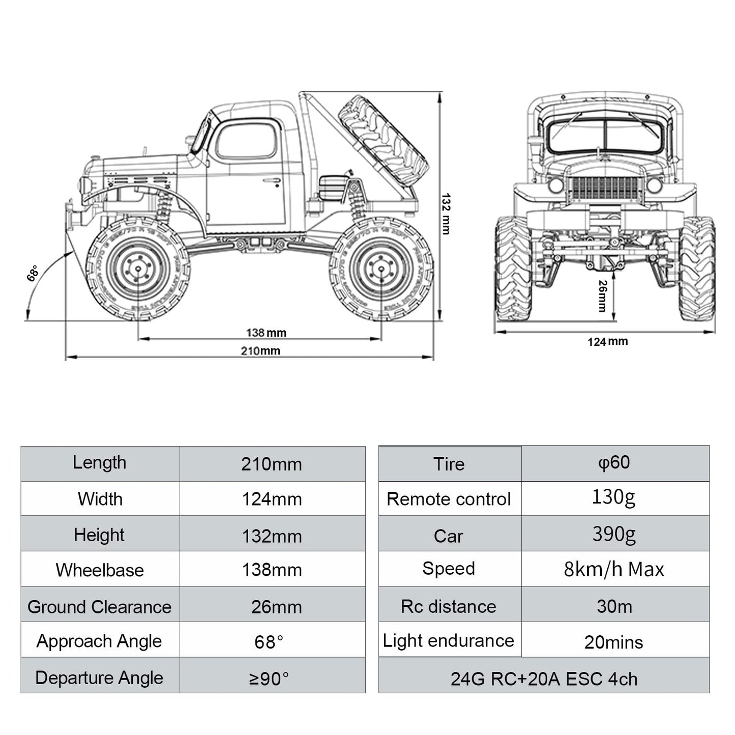 Eazyrc X Fms Fcx24 1/24 Rc Truck Rtr 4X4 (Yellow)