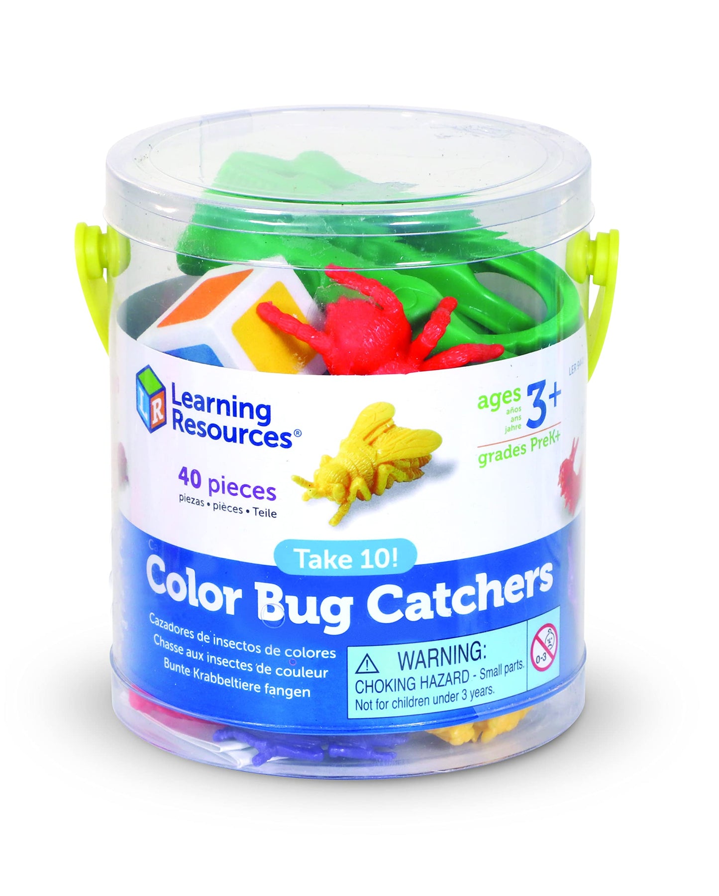 Learning Resources Take 10! Color Bug Catchers - Multi-colored Fine Motor Skills Game for 2-4 Players, Ages 3+, Model LER9441-D, 5"