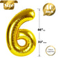 Gold Number 6 Balloon 40 Inch, 6 Balloon Number, 6Th Birthday Decorations, Gold Party Supplies For Boys Girls