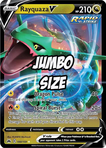 Jumbo Pokemon Card - Rayquaza V 100/159 - Crown Zenith - Oversize Card