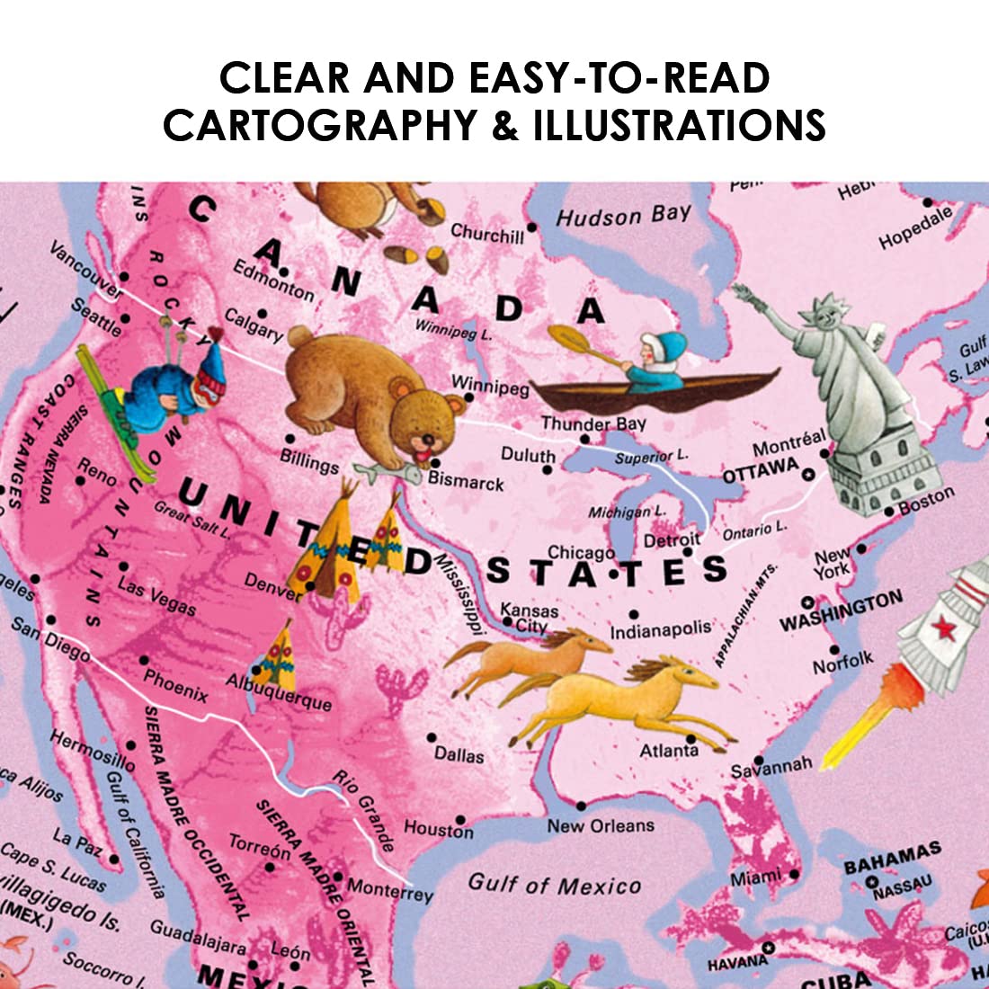 Waypoint Geographic Safari Explorer Animals Globe, World Globe, 10” Illuminated Desktop Globe With Physical Earth And 100S Of Illustrated Animals, Pink