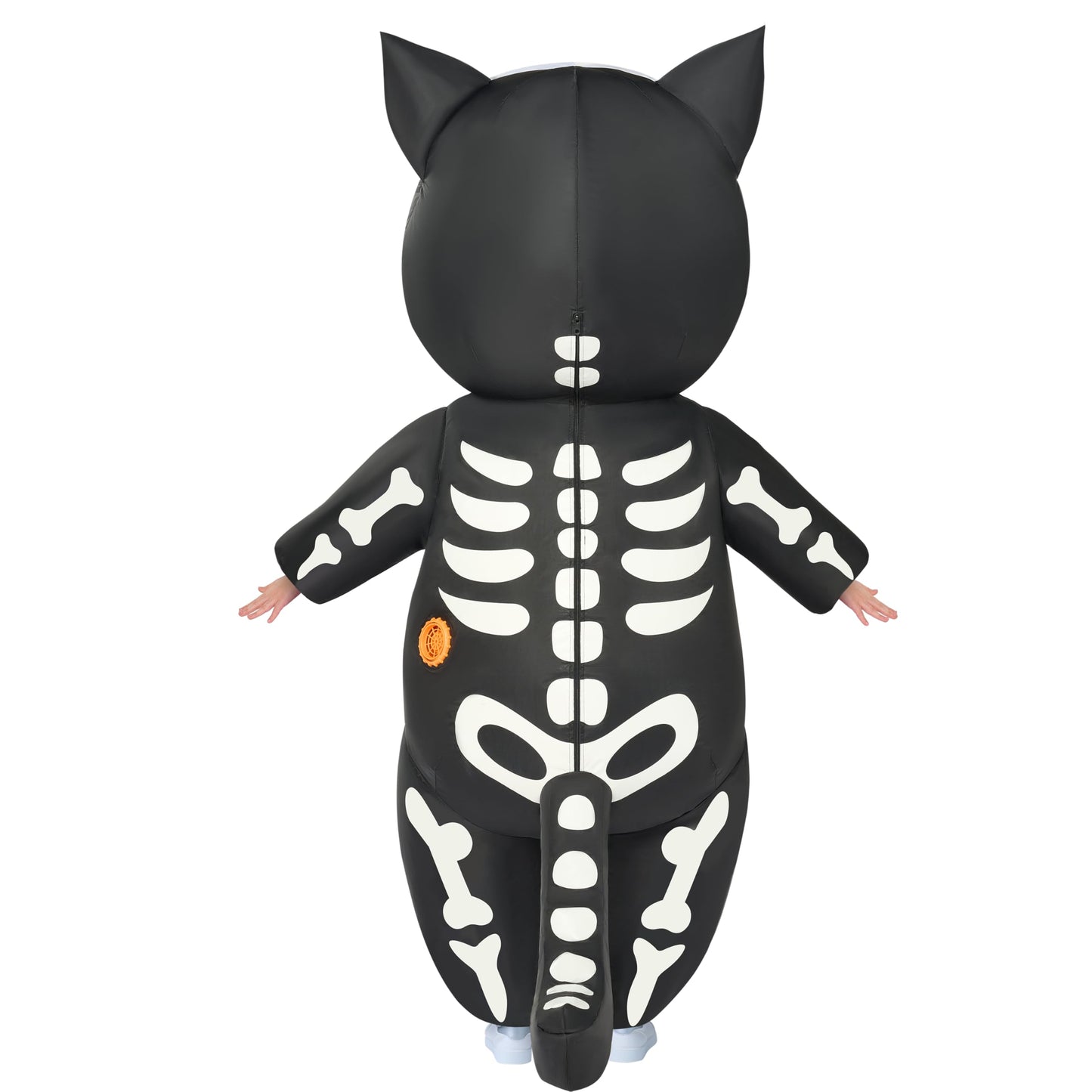 Spooktacular Creations Kids Inflatable Costumes With Led Eyes, Halloween Skeleton Cat Blow Up Costumes For Girls, Full Body Kitty Inflatable Suit For Halloween Cosplay Parties