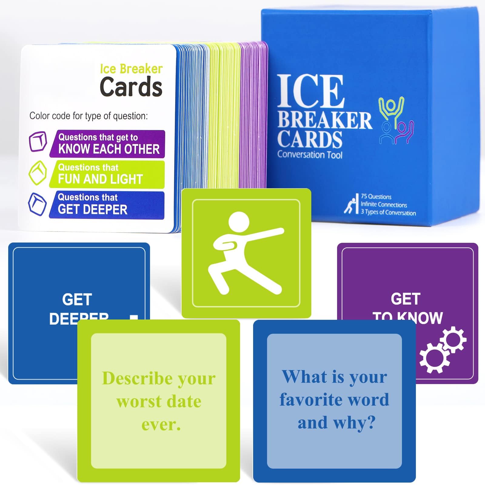 Chiazllta 87 Conversation & Connection Cards, Icebreaker Team Building Games For Meetings Work, Trust Activities At Workplace Ad