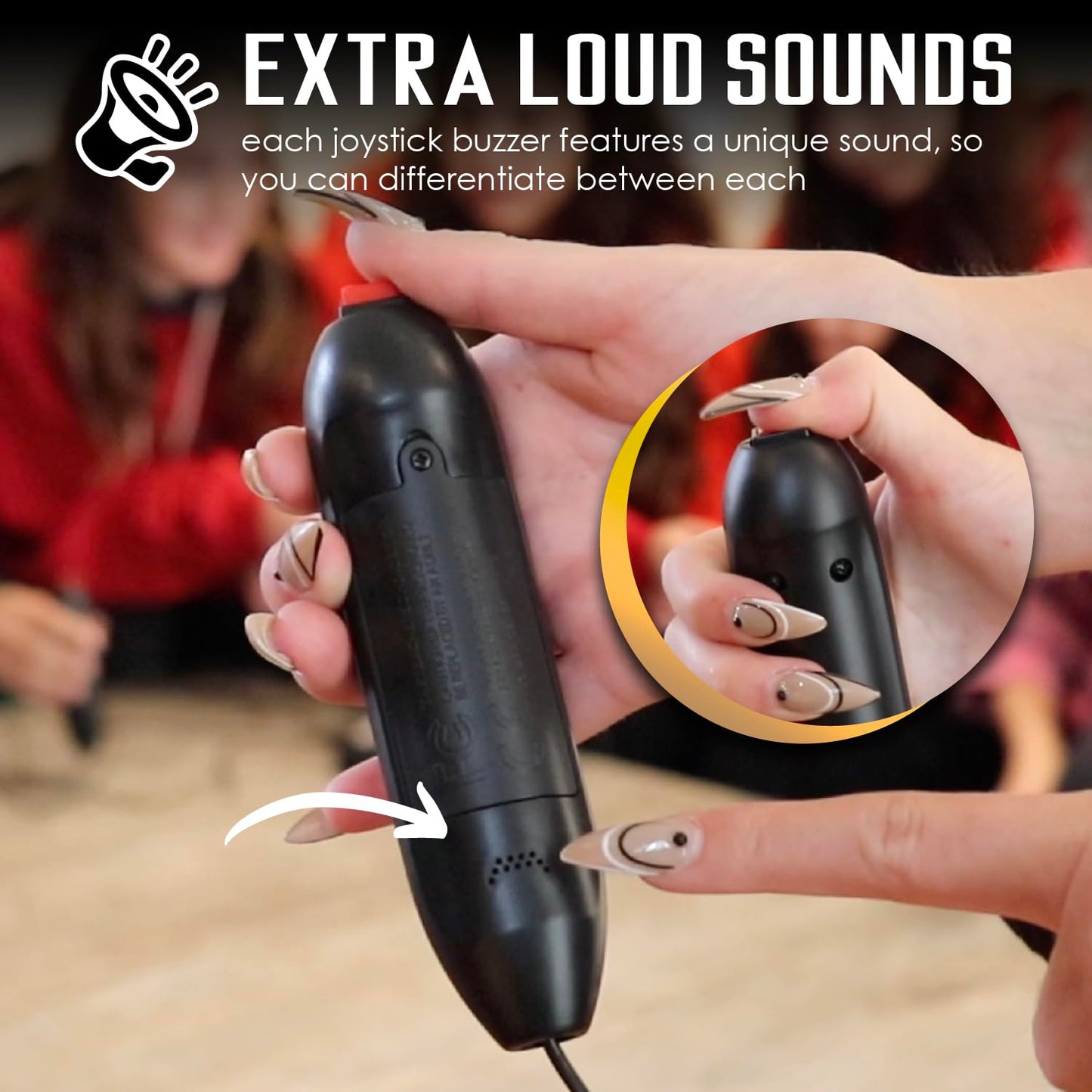Digital Energy Handheld Buzzer Game System with 8 Joystick Buzzers - Black Console for Trivia, Jeopardy, Family Feud Games