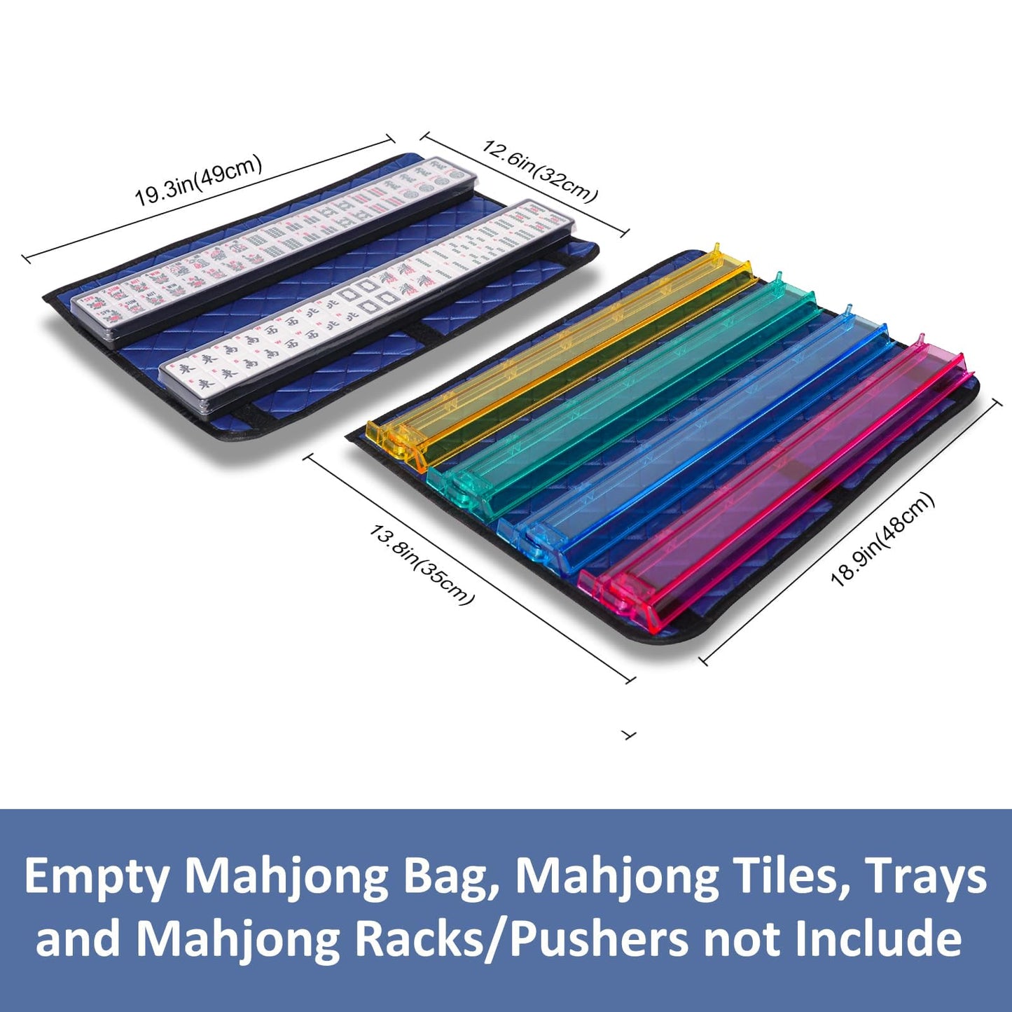 GUSTARIA Mahjong Bag - Soft Cloth Case with Two Wrappers, Blue Printed Design